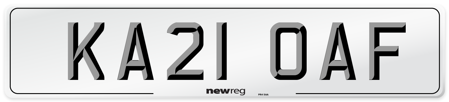 KA21 OAF Number Plate from New Reg